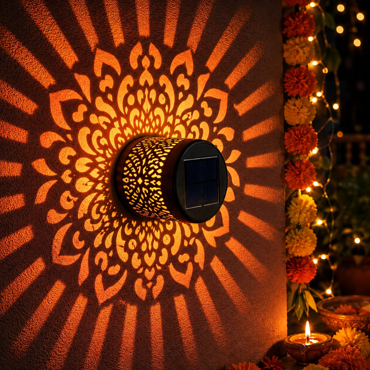 solar mandala lamp